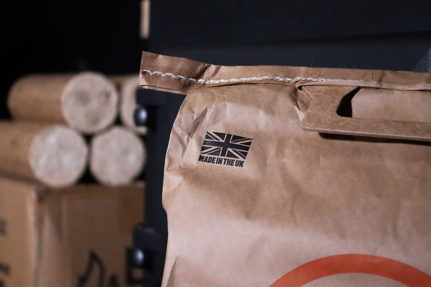 Bio Briqs firewood briquette bag Made in the UK symbol