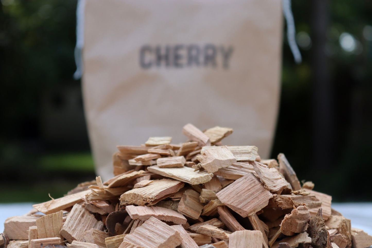 Love Logs British cherry smoking chips in pile on table