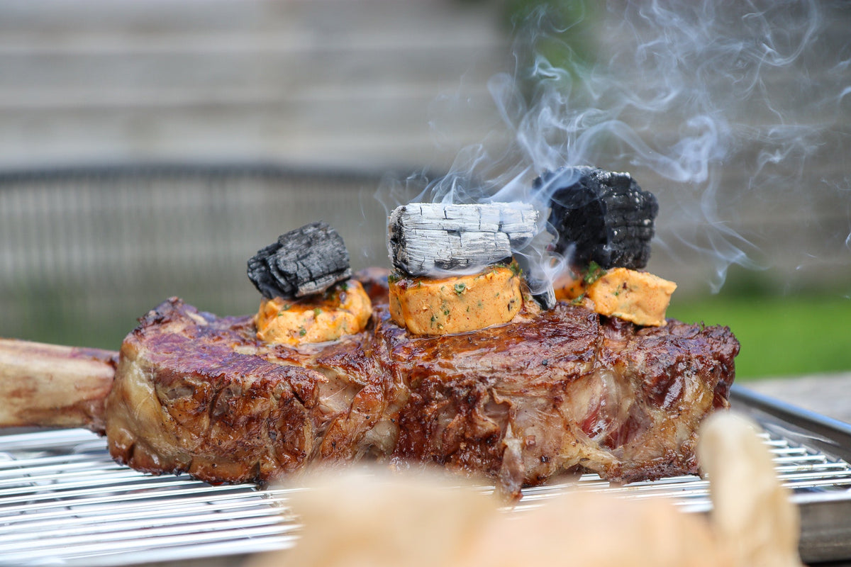 Cowboy butter melting on to steak