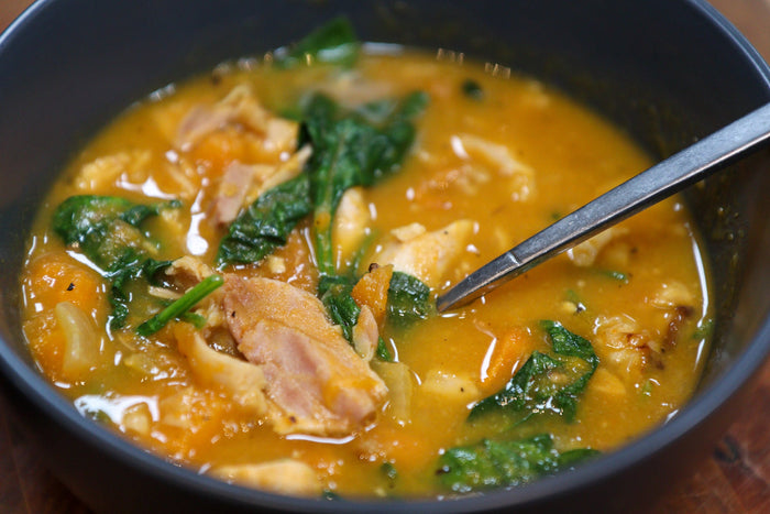 Leftover smoked chicken & vegetable soup