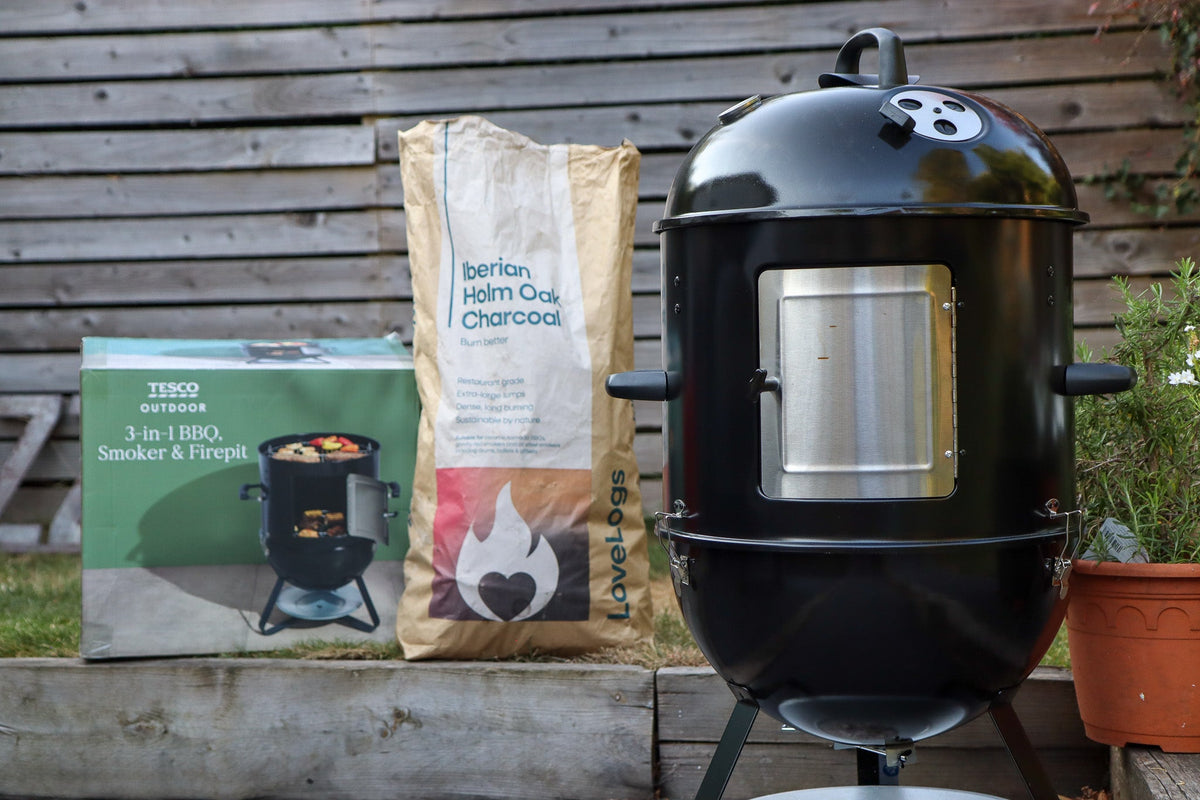 Cheap Tesco Smoker and Love Logs Charcoal