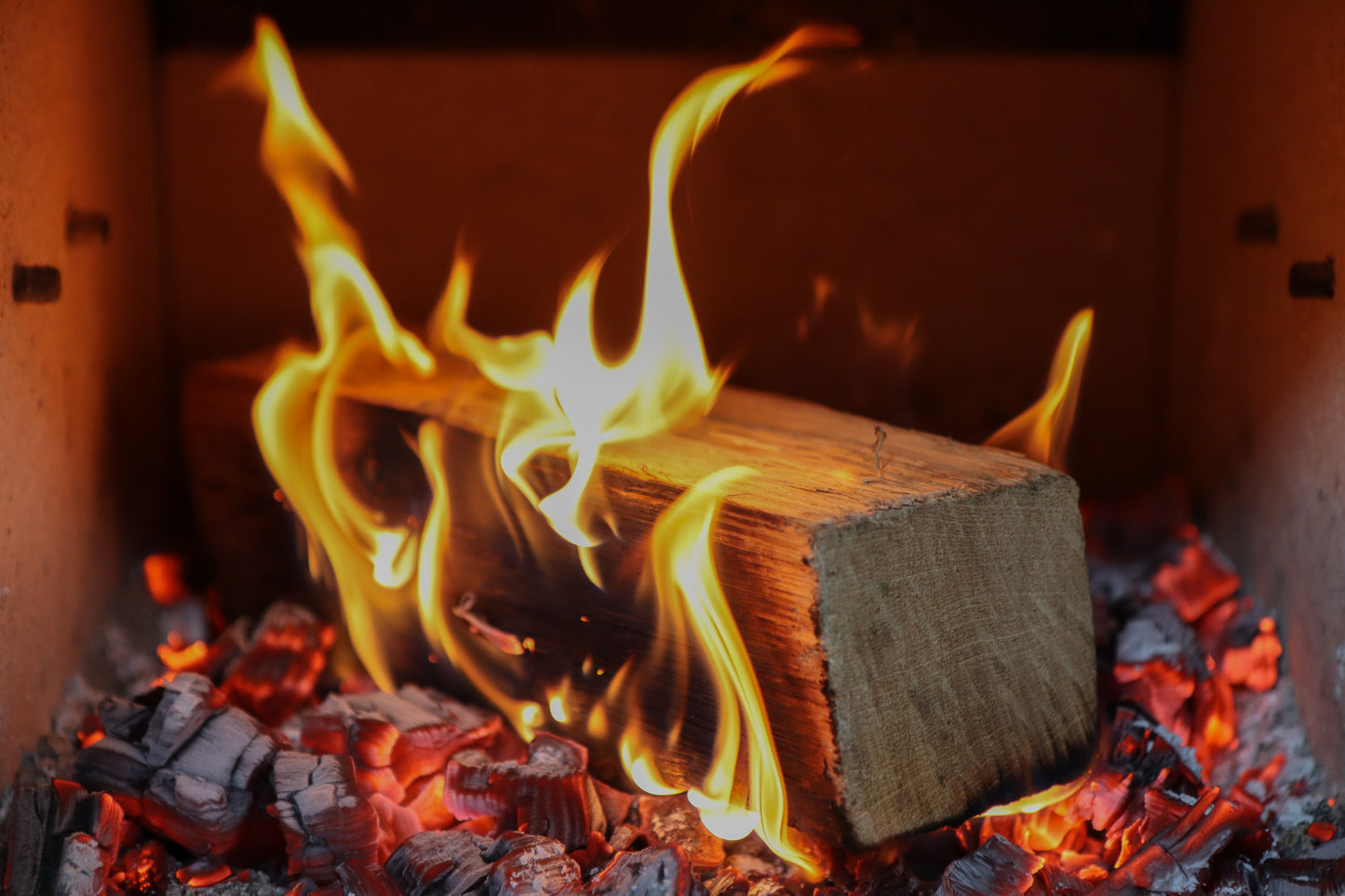 Oak log burning in log burner