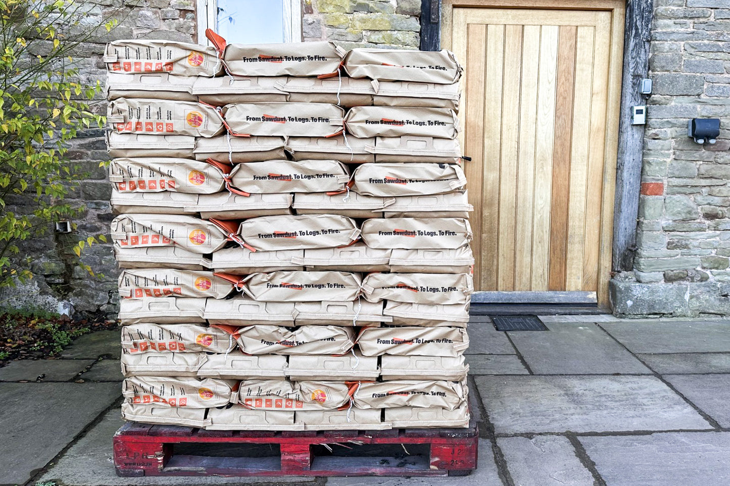 Pallet of Love Logs Bio Briqs Briquettes Heat Logs