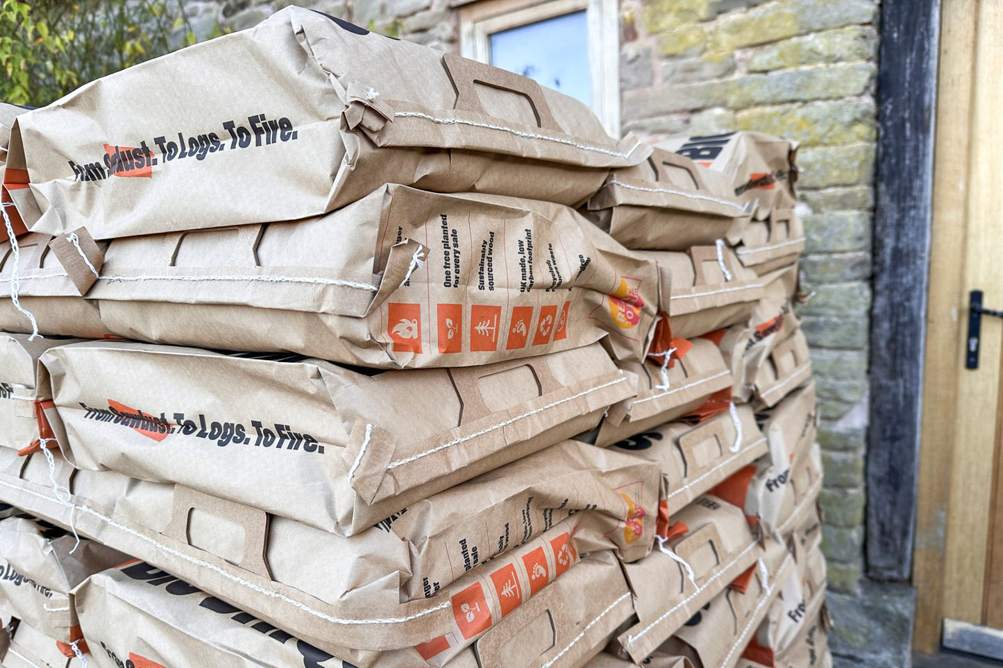 Pallet of Love Logs Bio Briqs Briquettes Heat Logs