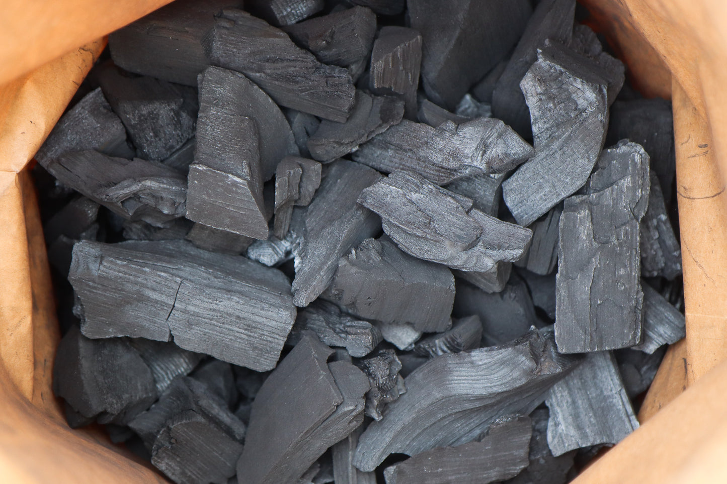 Inside bag of British Oak Charcoal